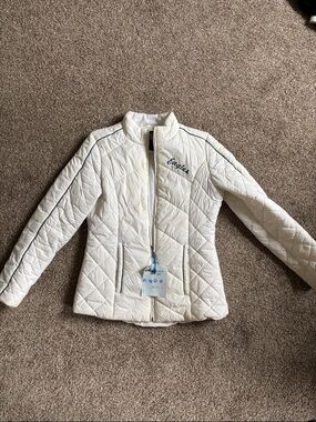 Eagle White Quilted Puffer Jacket - Women's